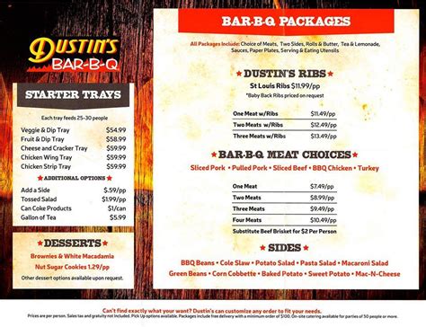 dustin bbq menu